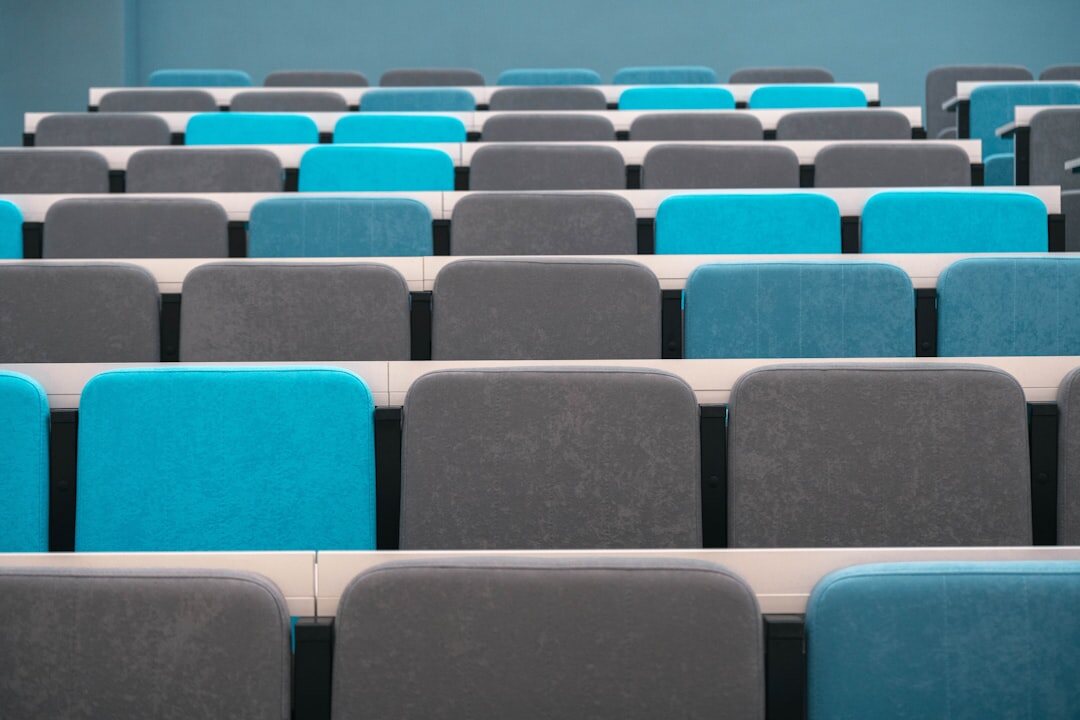 Training classroom with screen and rows of seats